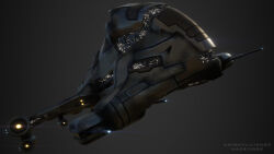  3d amarr_empire_(eve_online) artist_name autodesk_3ds_max_(medium) battlecruiser_(eve_online) combat_ship_(eve_online) commentary english_commentary eve_online glowing grey_background grey_theme harbinger_(eve_online) highres knightvision3d military_vehicle no_humans realistic science_fiction spacecraft support_ship_(eve_online) vehicle_focus viziam_(eve_online) 