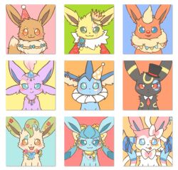  :3 :p animal_focus aqua_eyes black_fur blue_bow blue_eyes blue_fur blue_ribbon border bow bright_pupils brown_eyes brown_fur cape clown_nose crown eevee espeon facepaint facial_mark feathers fins fish_tail flareon forehead_jewel forehead_mark glaceon green_eyes green_fur hat head_fins jewelry jolteon leaf leafeon looking_at_viewer lovewolf5122 neck_fur necklace no_humans open_mouth orange_eyes orange_fur party_hat pink_feathers pink_fur pokemon pokemon_(creature) pokemon_focus purple_fur red_cape red_eyes ribbon sidelocks simple_background spiked_tail sylveon tail tongue tongue_out top_hat umbreon upper_body vaporeon white_border white_fur white_pupils yellow_bow yellow_fur 