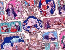  beard black_choker blonde_hair blue_eyes blue_hair braid brown_hair cape choker closed_eyes closed_mouth denken_(sousou_no_frieren) dress earrings eisen_(sousou_no_frieren) elf facial_hair fake_horns fern_(sousou_no_frieren) flamme_(sousou_no_frieren) food frieren glasses gold_choker green_hair grey_hair hair_ornament head_wreath heiter helmet himmel_(sousou_no_frieren) horned_helmet horns jewelry long_beard long_hair meat mole mole_under_eye monocle multiple_boys multiple_braids multiple_girls munette open_mouth orange_hair pink_hair pointy_ears ponytail priest purple_hair red_cape red_dress red_eyes red_hair scar scar_on_face sein_(sousou_no_frieren) serie_(sousou_no_frieren) short_hair sousou_no_frieren stark_(sousou_no_frieren) sword_village_chief_(sousou_no_frieren) teardrop_earrings teardrop_necklace twintails ubel_(sousou_no_frieren) very_long_beard violet_eyes voll_(sousou_no_frieren) white_beard white_cape white_dress white_hair wirbel_(sousou_no_frieren) 