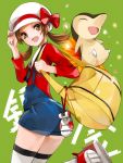  bow cyndaquil fire hat kotone_(pokemon) masin0201 pokemon pokemon_(game) pokemon_hgss thigh-highs thighhighs title_drop twintails 