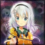  aqua_eyes hairband komeiji_koishi no_headwear outstretched_hand sendou_asasuzu silver_hair smile solo third_eye touhou 