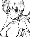  bare_shoulders breasts bust duel_masters gebyy-terar greyscale halterneck impossible_clothes large_breasts long_hair lowres monochrome solo tasogare_mimi 