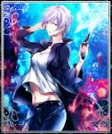  blue_eyes blue_hair fate/zero fate_(series) futaba_hazuki gun handgun long_coat natalia_kaminski short_hair solo weapon 