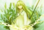  androgynous cynthia0917 enkidu_(fate/strange_fake) fate/strange_fake fate_(series) green green_eyes green_hair long_hair male solo 
