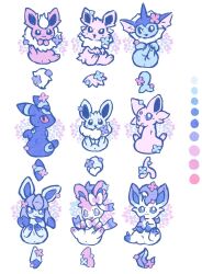  :3 alternate_color animal_focus black_eyes black_fur blue_eyes blue_fur bow bright_pupils brown_fur eevee espeon facial_mark fins fish_tail flareon flower forehead_jewel forehead_mark full_body glaceon green_fur head_fins highres jolteon leaf leafeon limited_palette looking_at_viewer lovewolf5122 neck_fur no_humans open_mouth orange_fur pink_flower pink_fur pokemon pokemon_(creature) pokemon_focus purple_flower purple_fur red_eyes ribbon shiny_pokemon sidelocks simple_background sitting spiked_tail sylveon tail umbreon vaporeon violet_eyes white_background white_fur white_pupils yellow_fur 