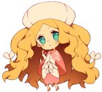  blue_eyes brown_hair cattleya_(pokemon) chibi elite_four holding holding_poke_ball long_hair lowres pikiru poke_ball pokemon pokemon_(game) pokemon_bw solo 