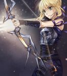  adapted_costume archery arrow belt blonde_hair bow_(weapon) fate/stay_night fate_(series) girdle green_eyes ribbon rynn_(seibu) saber silenri solo weapon what_if 