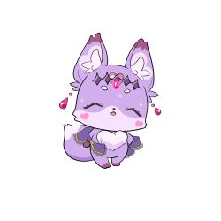  animal_ear_fluff capelet closed_eyes commentary_request cosplay cure_arcana_shadow cure_arcana_shadow_(cosplay) diamond_hairband earrings fairy floating_earrings fox full_body jewelry mashu-tan meitantei_precure! open_mouth precure purple_fur simple_background sweat t_neko undressing 