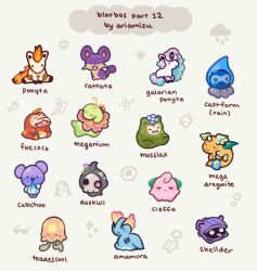  amaura ariamisu artist_name castform castform_(rainy) character_name chibi chibi_only cleffa closed_eyes commentary cubchoo dragonite duskull english_commentary english_text flower fuecoco highres mega_dragonite meganium mosslax no_humans nose_bubble pokemon pokemon_(creature) pokemon_focus pokemon_pokopia ponyta rattata shellder snorlax star_(symbol) sun_symbol sunglasses toedscool tongue tongue_out typo 