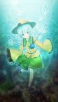  aqua_hair blue_eyes bow hat hat_bow heart heart_of_string komeiji_koishi kujira-kousen short_hair skirt solo third_eye touhou 