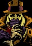 blood broken_finger dc_comics dove fedora gloves hat injury looking_at_viewer mask multiple_boys rorschach trench_coat watchmen 