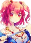  breasts bust cleavage collarbone face hair_bobbles hair_ornament holding jewelry looking_at_viewer namie-kun necklace onozuka_komachi red_eyes red_hair redhead short_hair short_twintails simple_background skull smile solo touhou twintails two_side_up white_background 