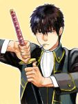  black_hair cigarette gintama hijikata_toushirou male shinsengumi_(gintama) short_hair sword weapon 