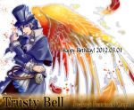  birthday black_hair character_name dated feathers formal frederic_chopin happy_birthday hat hige_(yosemite) male pocket_watch solo suit title_drop top_hat trusty_bell watch wings 