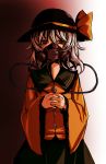  bifrst black_eyes bust gas_mask hands_together hat highres komeiji_koishi short_hair silver_hair solo touhou 