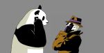 1boy bear dc_comics eye_contact fedora giant_panda gloves hat iphone jacket kumazawa2 mask panda phone product_placement rorschach simple_background trench_coat watchmen what 