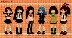  6+girls bad_id black_legwear blue_(pokemon) blue_eyes blue_hair bow brown_hair crystal_(pokemon) green_eyes hair_bow hair_ornament hairclip haruka_(pokemon) hikari_(pokemon) kneehighs kotone_(pokemon) loafers long_hair multiple_girls nail_polish necktie open_mouth pantyhose payot pink_eyes plaid plaid_skirt pleated_skirt pokemon pokemon_(game) pokemon_bw pokemon_dppt pokemon_frlg pokemon_gsc pokemon_hgss pokemon_rse red_eyes school_uniform shoes skirt socks touko_(pokemon) twintails watch white_legwear wristband 