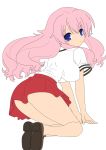  1girl ass baka_to_test_to_shoukanjuu blue_eyes highres himeji_mizuki legs long_hair looking_back miniskirt photoshop pink_hair school_uniform skirt thighs vector_trace 