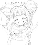  closed_eyes eyes_closed hoodie idolmaster kurimomo long_hair monochrome open_mouth overalls sketch smile solo takatsuki_yayoi twintails 