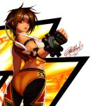  bandana bandanna bare_midriff breasts brown brown_hair dfo dungeon_and_fighter dungeon_fighter_online eyes fighter fighter_(dungeon_and_fighter) fingerless_gloves gloves grappler headband large_breasts lowres short_hair wrestler 