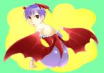  ass back bare_shoulders bat_wings bell-hiko demon_girl elbow_gloves from_behind gloves head_wings leotard lilith_aensland looking_back pantyhose purple_hair red_eyes short_hair solo succubus vampire_(game) wings 