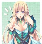  :o annoyed bare_shoulders bent_over blonde_hair blue_eyes breasts choujigen_game_neptune cleavage cleavage_cutout half_updo hand_on_hip hips huge_breasts kami_jigen_game_neptune_v large_breasts leaning_forward long_hair looking_at_viewer minagi open_mouth pointing side_slit solo vert very_long_hair 