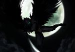  armor blue_eyes clouds karas midam moon night otoha_(karas) sword weapon wings 
