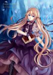  blonde_hair blue_background blue_eyes boots cross-laced_footwear dated dress flower gropius hair_ribbon jpeg_artifacts long_hair looking_at_viewer original purple_rose ribbon rose short_sleeves signature solo twintails very_long_hair 