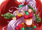  angel_wings armored_gloves dnf dungeon_and_fighter dungeon_fighter_online feathers fighter fighter_(dungeon_and_fighter) finger_pointing gauntlets grappler long_hair red red_wings white_hair wings 