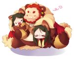  =_= adalove animal_ears bangs bear_ears cape chibi cigar eyebrows fate/zero fate_(series) green_hair kemonomimi_mode long_hair lord_el-melloi_ii male multiple_boys parted_bangs raccoon_ears raccoon_tail red_hair redhead rider_(fate/zero) rilakkuma san-x tail waver_velvet wince wink 