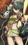  emolga eric_muentes headphones kamitsure_(pokemon) navel navel_cutout pokemon pokemon_(game) pokemon_bw pokemon_bw2 solo zebstrika 