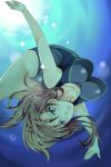  arched_back blue_eyes brown_hair competition_swimsuit diving freediving kaeru_(ka=l) long_hair one-piece_swimsuit original solo swimming swimsuit underwater upside-down 