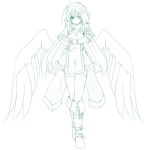  copyright_request highres long_hair looking_at_viewer monochrome smile solo thighhighs very_long_hair wings yu-ves 