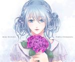  alternate_hairstyle blue_eyes blue_hair flower hatsune_miku hazuki_(azana) solo vocaloid 