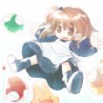  arle_nadja blush_stickers brown_eyes brown_hair carbuncle child crab_man hair_bobbles hair_ornament madou_monogatari open_mouth puyopuyo sketch smile young 