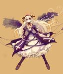  cross gothic_lolita hairband lolita_fashion long_hair purple_eyes rozen_maiden shoes silver_hair simple_background solo suigintou tera very_long_hair violet_eyes wings 