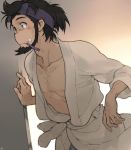  bad_id beard black_eyes black_hair facial_hair jigen_daisuke lupin_iii male short_hair solo toothbrush toujou_sakana 