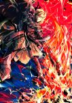  armor armored_dress blonde_hair crazy_eyes dark_persona fate/stay_night fate_(series) fire gauntlets highres motion_blur saber saber_alter solo sword toriko_(artist) weapon yellow_eyes 