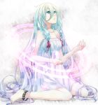  bare_shoulders barefoot blue_hair braid ia_(vocaloid) long_hair looking_away looking_up sitting solo twin_braids very_long_hair vocaloid 