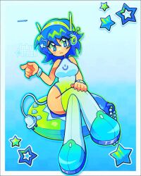  1girl animated animated_gif binary blinking blue_eyes blue_hair bracelet cursor_hair_ornament electric_plug electric_plug_tail headphones inky_trash jewelry microsoft_windows personification sitting star_(symbol) tail tamagotchi_(virtual_pet) virtual_pet_(toy) windows_xp 