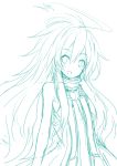  copyright_request flat_chest long_hair monochrome open_mouth smile solo very_long_hair yu-ves 