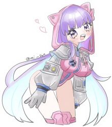  1girl animal_ears bb_(fate) bb_cosmo_(fate) breasts colored_inner_hair commentary_request evil_smile fate/grand_order fate_(series) highleg hood hooded_leotard long_hair mi_san0o multicolored_hair purple_hair smile violet_eyes 