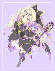  1girl antenna_hair black_bow black_capelet black_dress blonde_hair blush bow brooch capelet closed_mouth commentary_request cure_arcana_shadow diamond_hairband dress frilled_capelet frilled_cuffs frills gradient_hair hair_intakes hair_ribbon heart heart_brooch highres holding holding_rod jewelry long_hair looking_at_viewer magical_girl mashu-tan meitantei_precure! moria_luluka multicolored_hair precure purple_veil purple_wrist_cuffs ribbon rod solo tear_arcana_rod veil very_long_hair violet_eyes wrist_cuffs yamamoto_kazue 