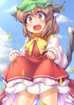  animal_ears blush brown_hair cat_ears cat_tail chen earrings fang fun_bo jewelry multiple_tails open_mouth petals short_hair smile solo tail text_in_eyes touhou yellow_eyes 