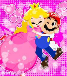  1boy 1girl absurdres commentary crown eddysmash2407 gold_crown hat highres mario princess_peach red_hat super_mario_bros. 