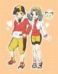  1girl bad_id baseball_cap bike_shorts black_hair blue_hair blush crystal_(pokemon) gold_(pokemon) hat pichu pokemon pokemon_(game) pokemon_gsc saki_(bakura) twintails 