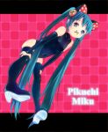  ade_san animal_ears aqua_eyes aqua_hair boots buttons cat_ears character_name detached_sleeves hair_ornament hatsune_miku high_heels highres leotard letterboxed long_hair navel pigeon-toed shoes symbol-shaped_pupils thigh-highs thigh_boots thighhighs twintails very_long_hair vocaloid 