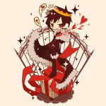  brown_hair crown durarara!! eriko_(chika) fur_trim gift heart jacket orihara_izaya red_eyes solo 