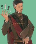  a_song_of_ice_and_fire black_hair book cape chess_piece facial_hair green_eyes grey_hair josco male mustache petyr_baelish sash simple_background solo title_drop 