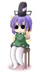  blue_hair blush_stickers chair cosplay dress electricity ghost ghost_tail green_dress hat ichimi multiple_tails nagae_iku sitting smirk soga_no_tojiko soga_no_tojiko_(cosplay) solid_circle_eyes solo tail tate_eboshi touhou 